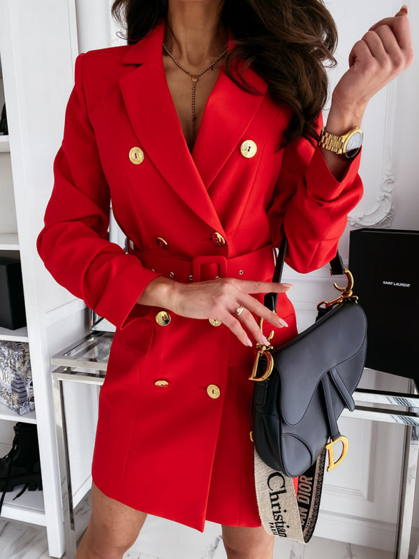 Long sleeve belt color suit dress coat for women New style