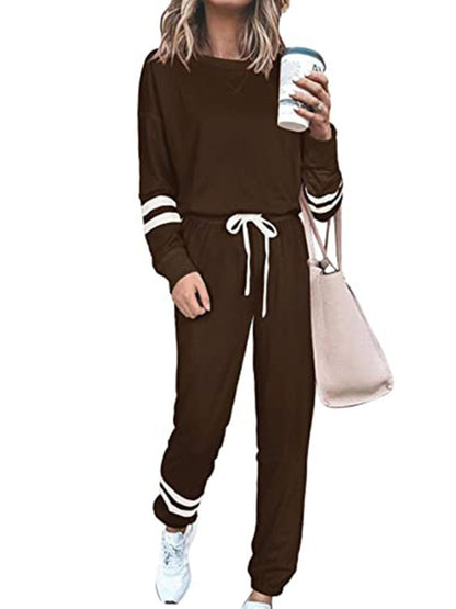 Women's Casual Striped Sleeve Jogger Set