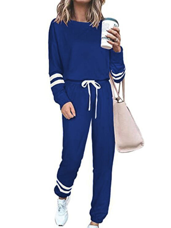 Women's Casual Striped Sleeve Jogger Set