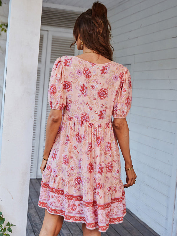 Women Boho Floral V-Neck Summer Dress