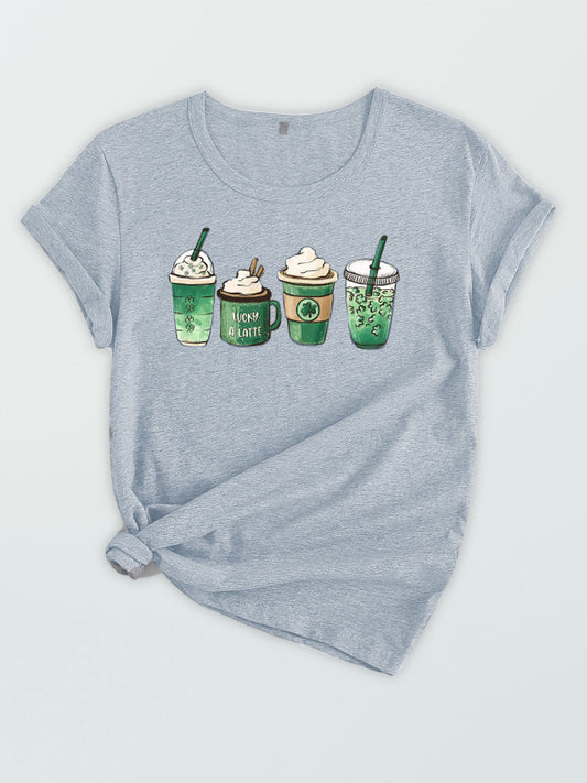 Women Graphic Coffee Print Casual Tee