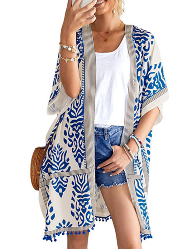 Women's Floral Print Kimono Beach Cover-Up