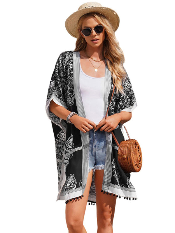 Women's Floral Print Kimono Beach Cover-Up