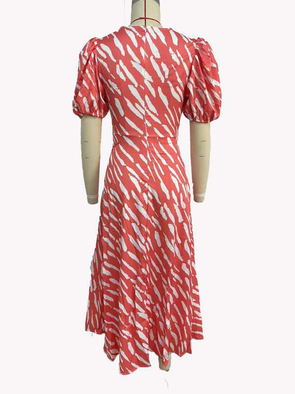 Women's Printed Printed V-Neck Midi Dress