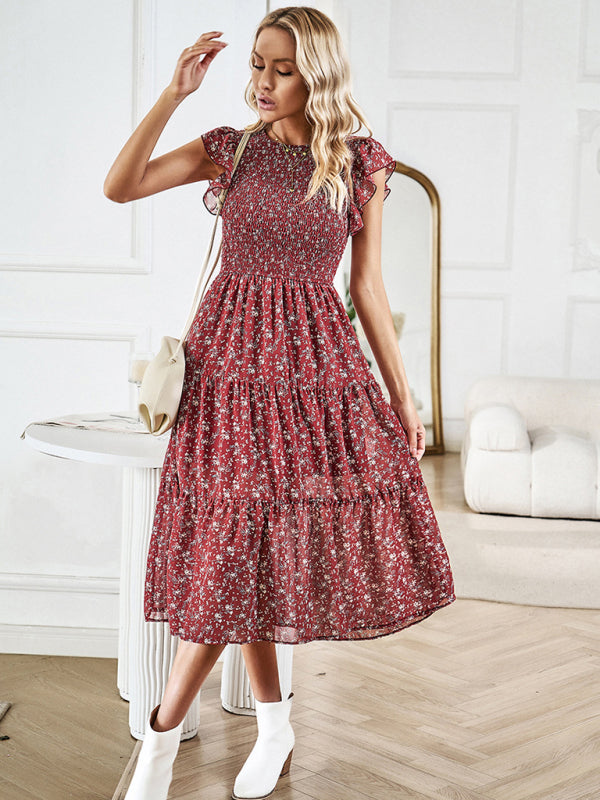 New women's temperament elegant floral dress