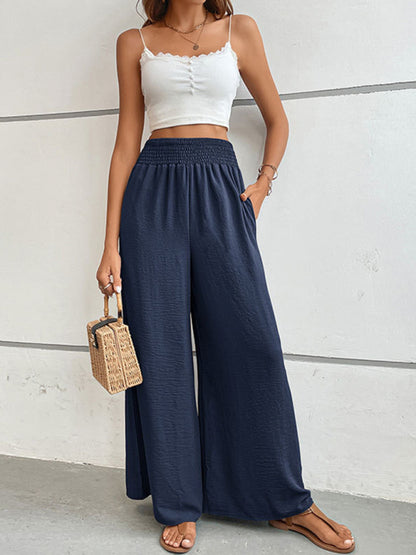 New casual solid color flared wide-leg pants