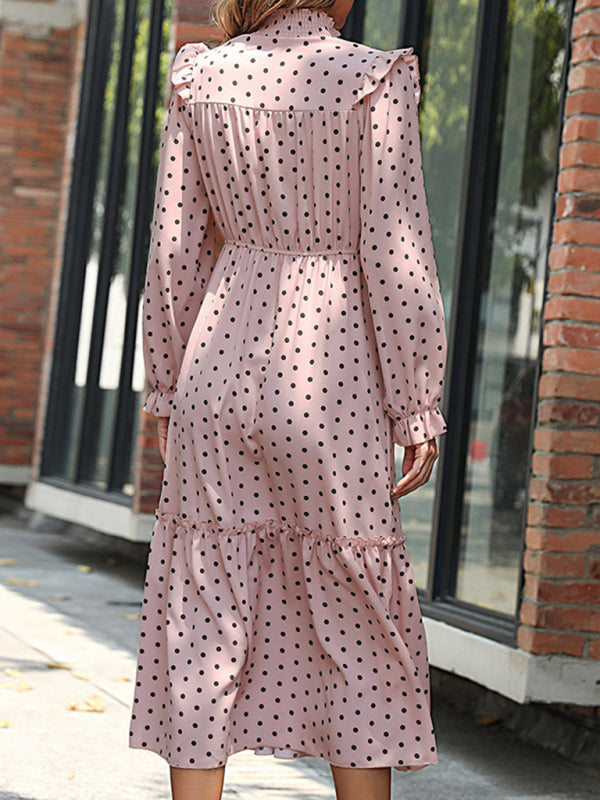 Women’s Polka Dot Ruffled Midi Dress