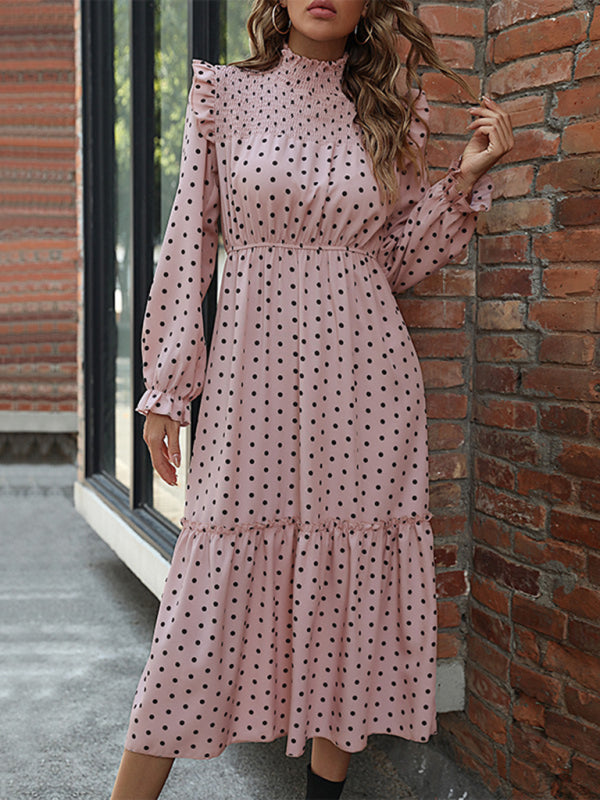 Women’s Polka Dot Ruffled Midi Dress