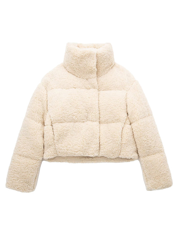 Women's Casual Sherpa Jacket with Slant Pocket