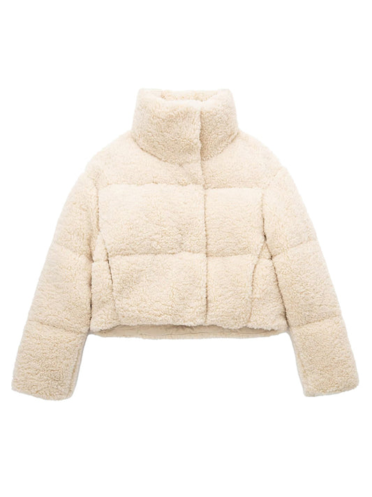 Women's Casual Sherpa Jacket with Slant Pocket