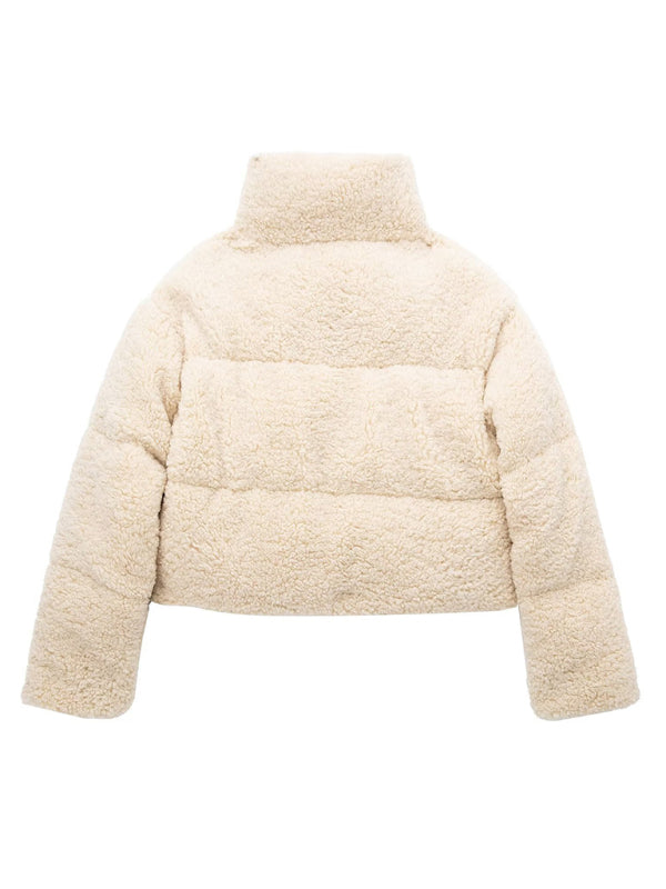 Women's Casual Sherpa Jacket with Slant Pocket