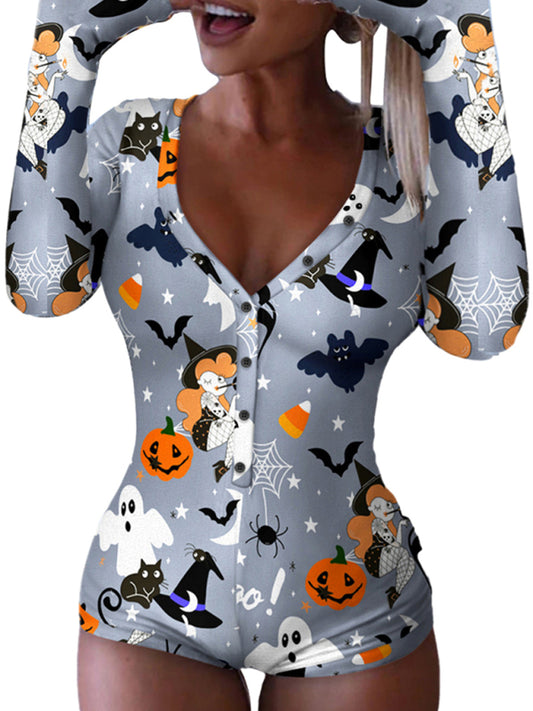 Fashion women's new Halloween one-piece pajamas