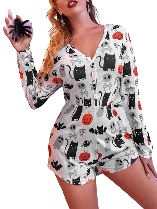 Fashion women's new Halloween one-piece pajamas