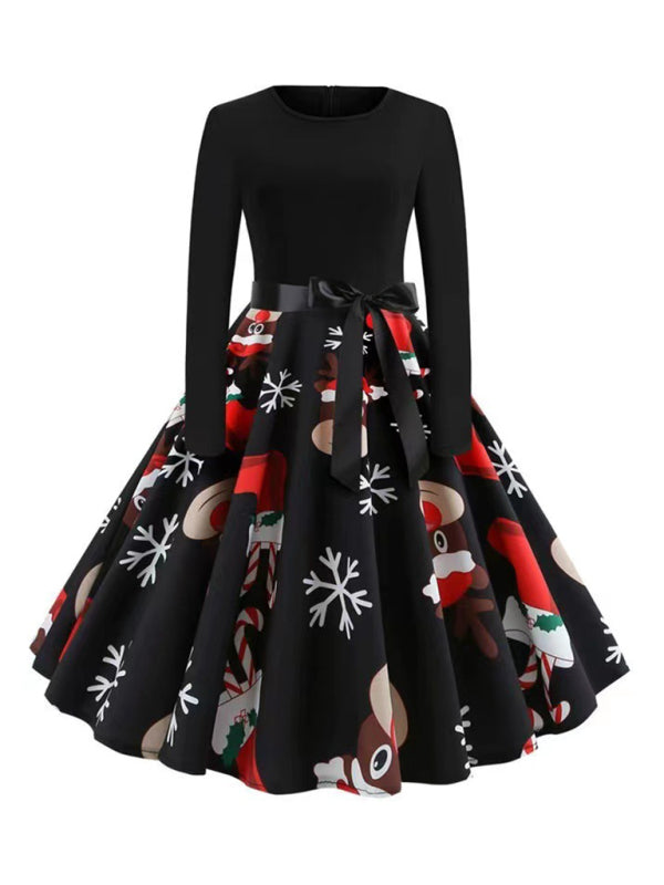 Women's Plaid Print Belted Swing Dress