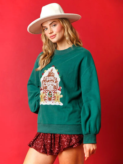 Festive Gingerbread House Print Women’s Hoodie