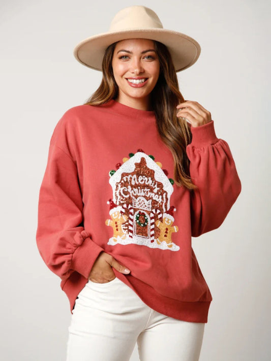 Festive Gingerbread House Print Women’s Hoodie