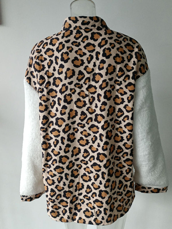 Women’s Leopard Fleece Button-Up Jacket