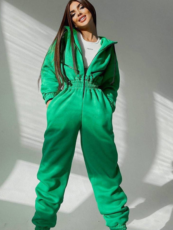 Title: Women Zip Up Casual Tracksuit Set