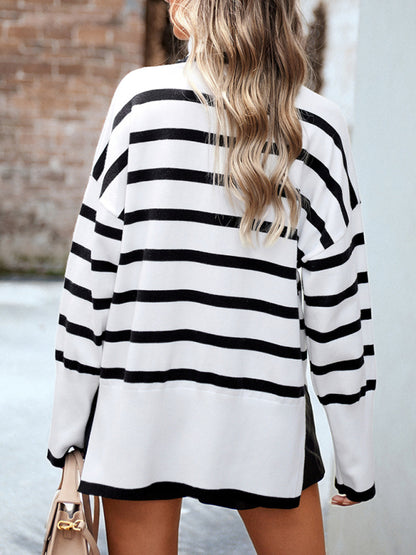 Women’s Casual Striped Knit Sweater Top