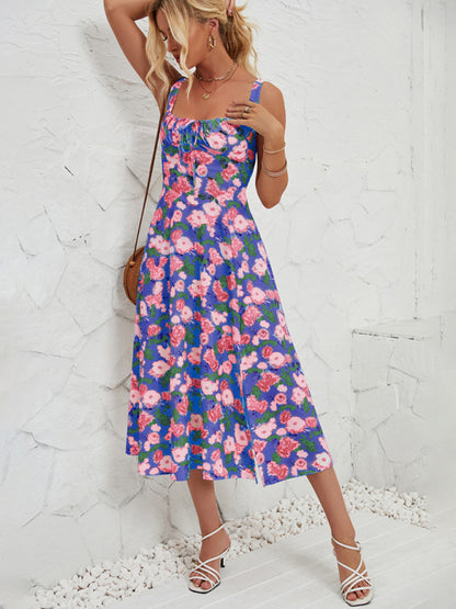 Women's Fashionable Floral Pastoral Long Dress