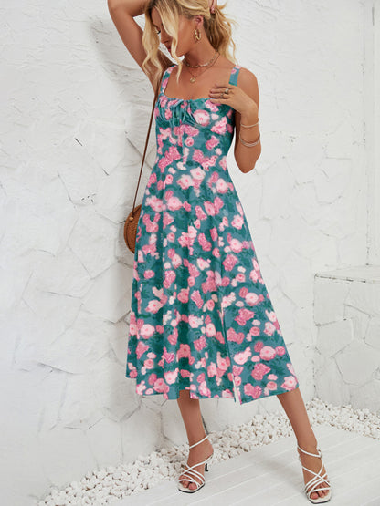 Women's Fashionable Floral Pastoral Long Dress