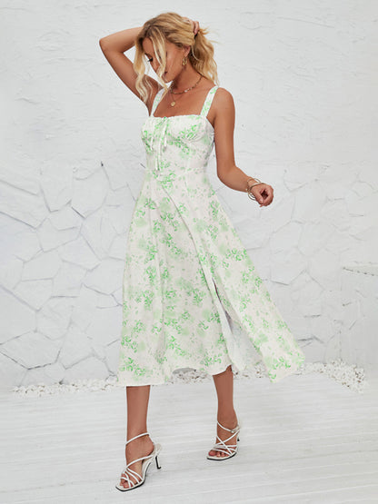 Women's Fashionable Floral Pastoral Long Dress