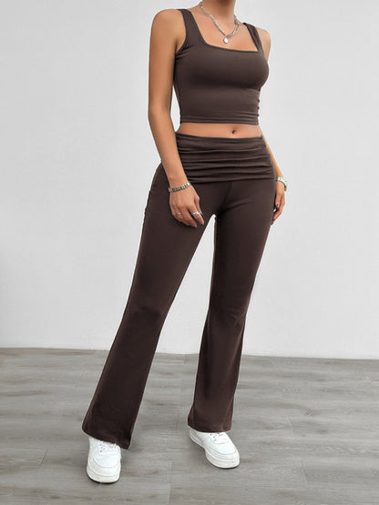 Women's Casual Solid Stretch Vest and Pants