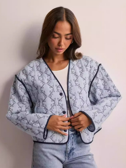 Women's Floral Embroidered Button Jacket