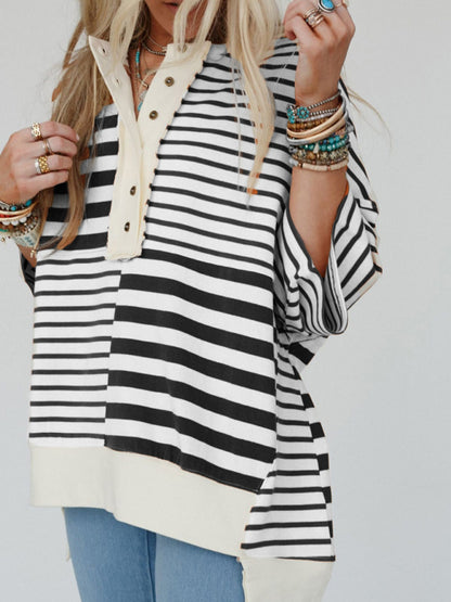 Women's Oversized Striped Patchwork Top