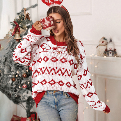 New Women's Long Sleeve Round Neck Knitted Christmas Sweater