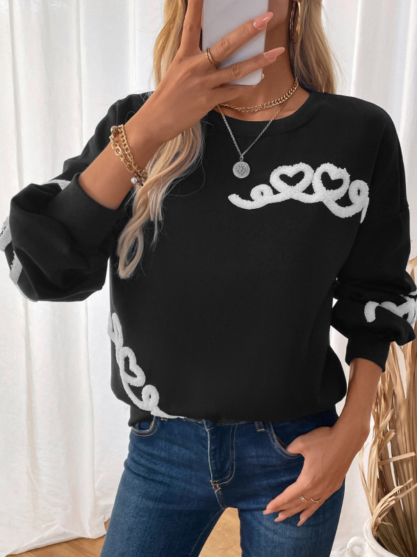 New Casual Round Neck Towel Embroidery Sweatshirt