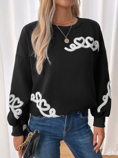 New Casual Round Neck Towel Embroidery Sweatshirt