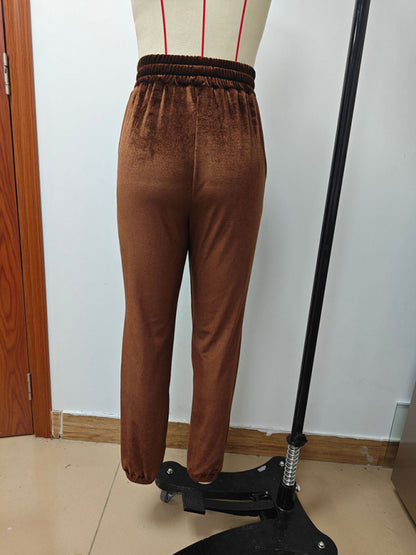 New autumn and winter versatile elastic waist casual pants