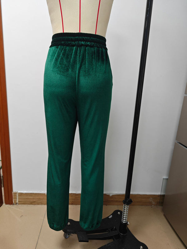 New autumn and winter versatile elastic waist casual pants