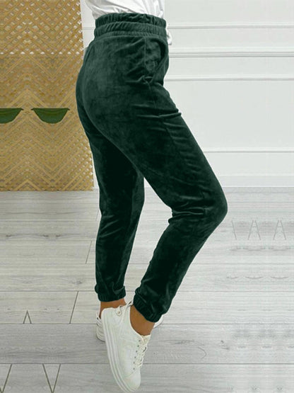 New autumn and winter versatile elastic waist casual pants