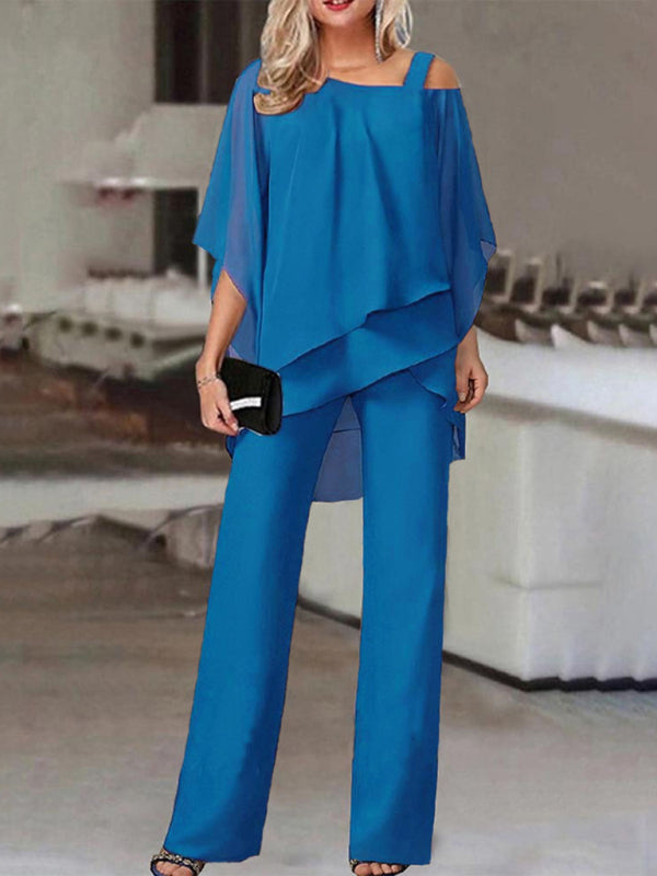 New fashion casual irregular bat sleeve jumpsuit two-piece suit