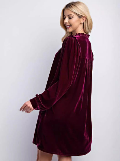 New velvet simple solid color loose straight dress