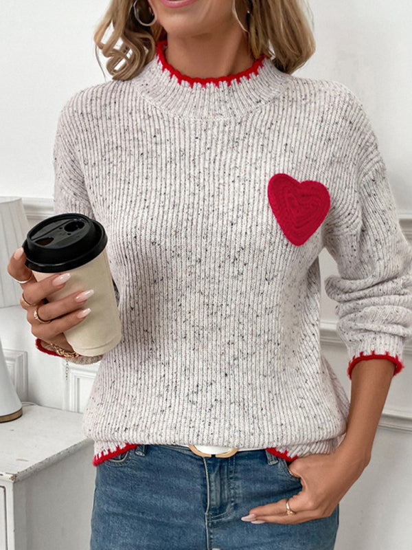 New Half Turtleneck Valentine's Day Heart Pattern Sweater