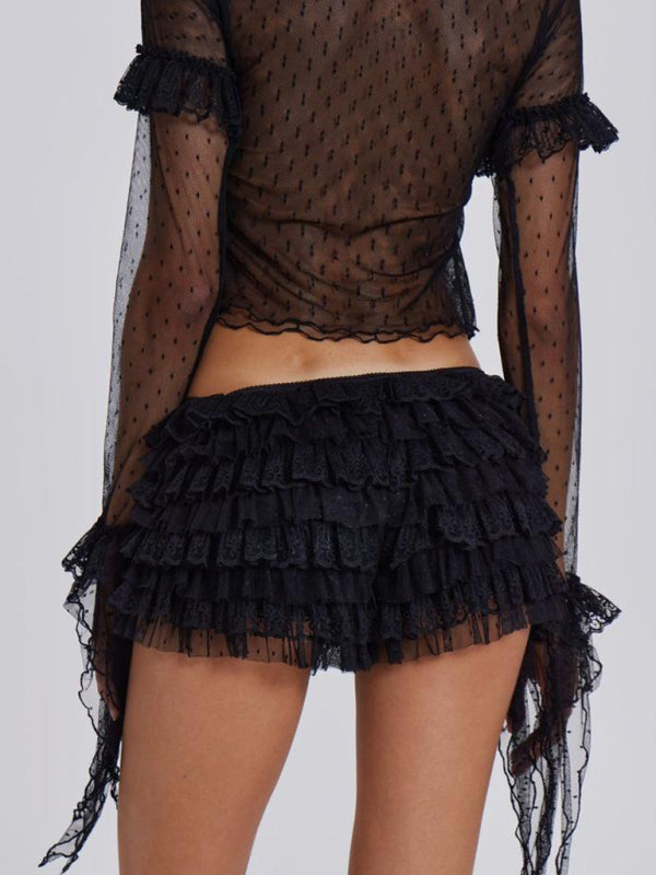 Ruffled Wavy Low Rise Shorts