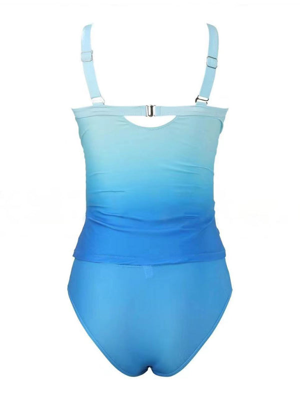 Strapless solid color gradient beach leisure vacation swimsuit