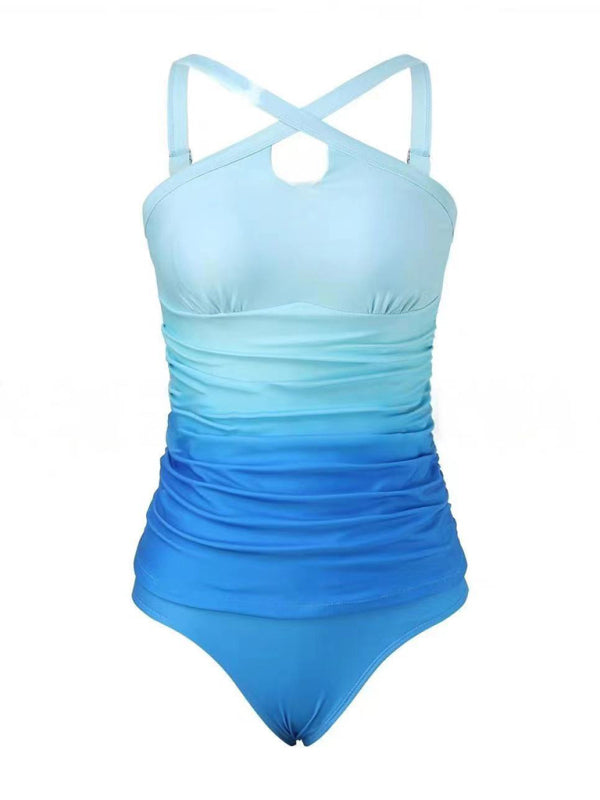 Strapless solid color gradient beach leisure vacation swimsuit