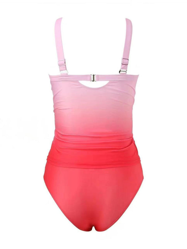 Strapless solid color gradient beach leisure vacation swimsuit