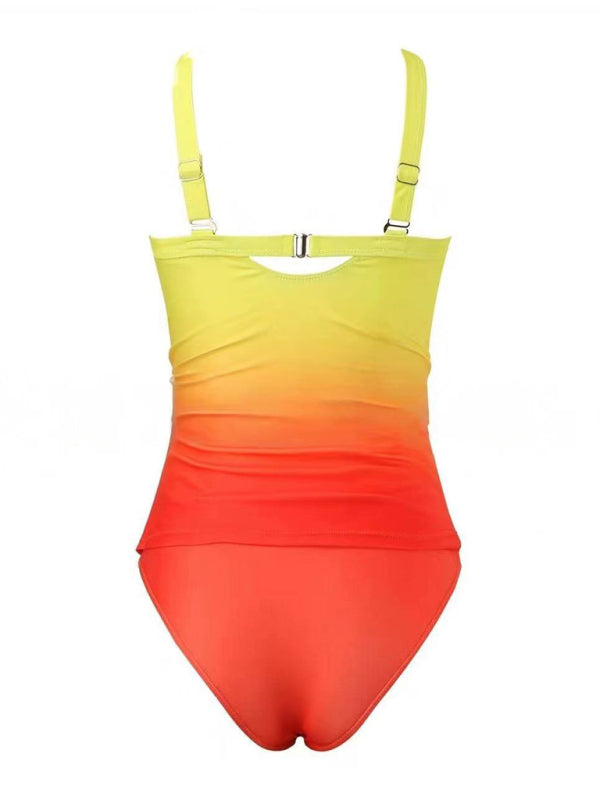 Strapless solid color gradient beach leisure vacation swimsuit