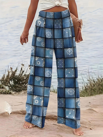 New arrival printed casual wide-leg straight pants