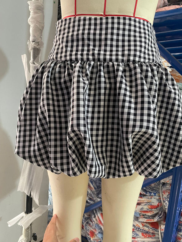 Casual Plaid A-Line Flared Mini Skirt