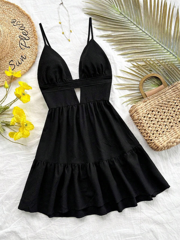 Women's Holiday Dress Sexy Hot Girl Sleeveless Backless Suspender Dress