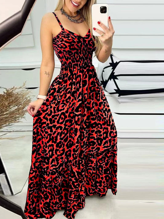 New Leopard Print V-Neck Dress