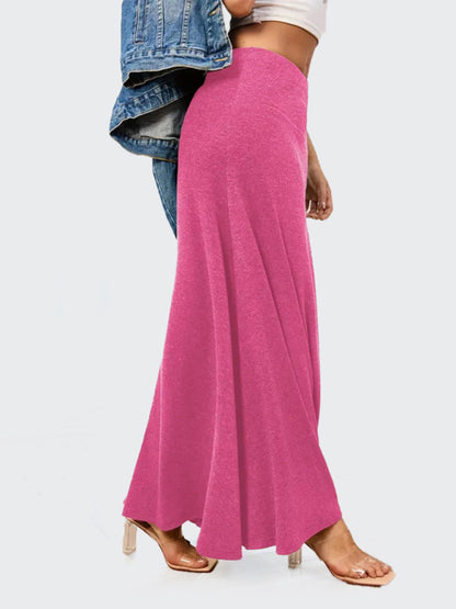 Solid color a-line knitted skirt