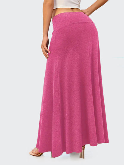 Solid color a-line knitted skirt