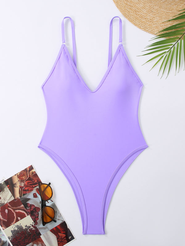 Women's multi-color sexy suspender one-piece bikini beach nightclub hot spring swimsuit